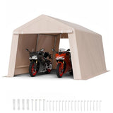 VEVOR 10 × 15 ft Outdoor Storage Shed Tent with Heavy-Duty Steel Frame, 2 Roll-Up Doors & Air Vents, Waterproof Portable Garage Carport Shelter for Motorcycle, Lawn Mower, Garden Tools – Beige VEVOR