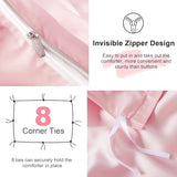 VACVELT 3PCS Cooling Duvet Cover Full/Queen Size, 60% Tencel Lyocell + 40% Cotton Comforter Cover Set for Hot Sleeper, Moisture Wicking & Silky, Hotel Bedding Set, Soft & Breathable, Blush Pink VACVELT
