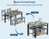 GarveeHome Modern Dining Table Set for 4, Kitchen Table for 4 with Chairs &Storage Bench,47 "Rectangular Dining Room Set with Bench,4 Piece Kitchen Table Set for Small Space/Apartment(Gray) GarveeHome