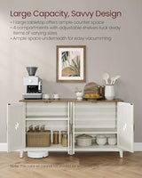 VASAGLE LIRY Collection - Storage Cabinet, Buffet Cabinet, Sideboard, Credenza, with Adjustable Shelves, for Living Room, Entryway, Rustic White and Honey Brown ULSC381W01 VASAGLE