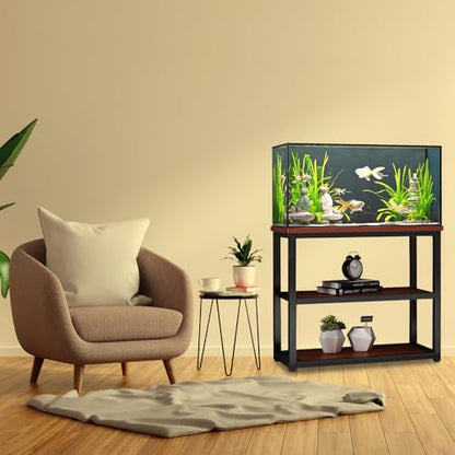 Avolander Fish Tank Stand Metal Aquarium Stand 40-50 Gallon, Double Layer Metal with Storage Weight Capacity 760lbs, 31.5 X 27.56 X 17.72 inch, Black Teakwood Brown