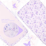Cloele Crib Bedding Set for Girls, 3 Pieces Floral Butterfly Baby Bedding Set -Includes Comforter Fitted Sheet Crib Skirt,Standard Size Nursery Baby Crib Set for Girls,Purple Cloele