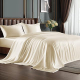 BEDELITE King Size Sheets Set, Luxury Soft Beige Satin Sheets for Hair and Skin, Similar to Silk Bed Sheets Set 4 Pieces with 1 Deep Pocket Fitted Sheet, 1 Flat Sheet, and 2 Pillowcases BEDELITE