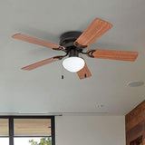 Prominence Home Alvina, 42 Inch Traditional Flush Mount Indoor LED Ceiling Fan with Light, Pull Chain, Dual Finish Blades, Reversible Motor - 50860-01 (Bronze) Prominence Home