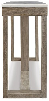 Signature Design by Ashley Loyaska Casual Sofa Table with Marble Top, Brown & White Signature Design by Ashley