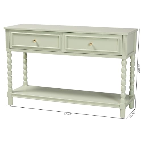Bali & pari Karnia Console Table with Spindle Legs - 2-Drawer Accent Table with Turned Detailing and Open Shelf Storage for Living Room, Hallway, or Bedroom bali & pari