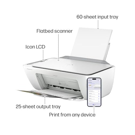 HP DeskJet 2827e Wireless All-in-One Color Inkjet Printer, Scanner, Copier, Best-for-Home, 3 Month Instant Ink Trial Included, AI-Enabled (6W7F5A) HP