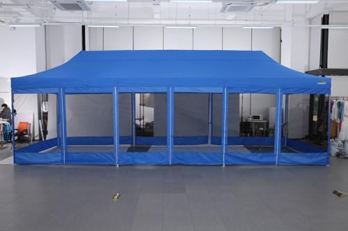 COBIZI 10x30 Canopy Tent, Heavy Duty Pop up Canopy with Sidewalls, Waterproof Easy Setup Canopy with Mosquito Netting, Outdoor Instant Screen Tents for Parties, Wedding with Roller Bag, Gray COBIZI