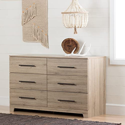 South Shore Primo 6-Drawer Double Dresser, Rustic Oak - WoodArtSupply