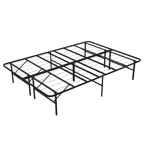 FurniEdge Full Size Folding Bed Frame, Heavy Duty Full Metal Platform with 14" Underbed Storage, Easy Tool-Free Assembly, No Box Spring Needed FurniEdge
