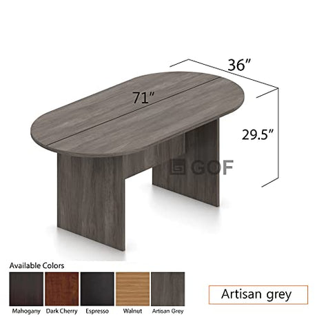 GOF 6FT, 8FT, 10FT Conference Table & Chairs (G11343B) Set, Dark Cherry, Espresso, Mahogany, Walnut, Artisan Grey (6ft Table Only, Artisan Grey) GOF