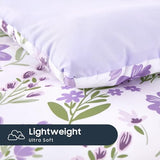 Wake In Cloud - Floral Toddler Bedding Set for Girls, Cute Colorful Botanical Flowers, 4 Pieces Soft Crib Bed Set Including Comforter, Sheets and Pillowcase, Purple White Wake In Cloud