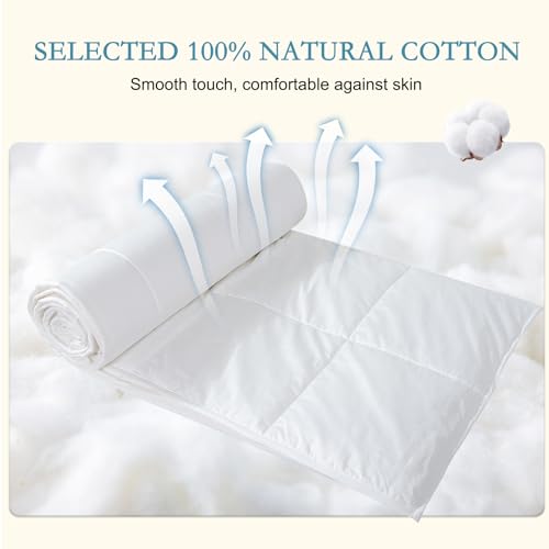 YOUR MOON Summer Lightweight Wool Comforter - Breathable & Thin Duvet Insert for Hot Sleepers, 100% Australian Wool Filling 100gsm with Pure Cotton Shell-Queen Size (White) YOUR MOON