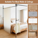 Seamless Room Divider Curtain Rod - No Drilling Space Partition Adjustable Privacy Separator 4-10ft(H) 32-80inch(W) Heavy Duty Temporary Wall Divider Floor to Ceiling Tension Rod, Black SIBRAD