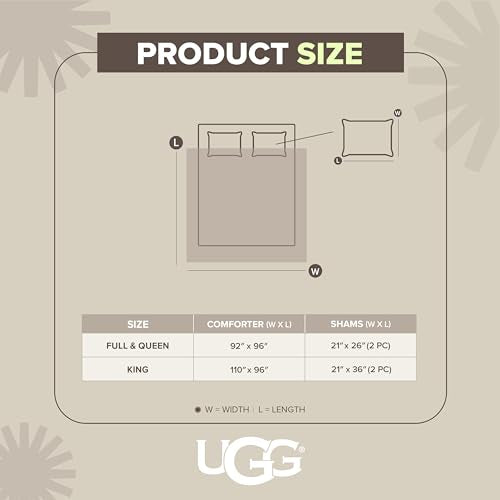 UGG Kenzie Comforter Set with 2 Pillow Shams Plush Faux Fur Bedding Soft Warm Down Alternative Comforter Washable Hypoallergenic Fluffy Blanket Set for Bedroom, King/California King Size, Seal UGG