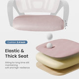 DUMOS Office Desk Chair - Ergonomic Mid Back with Lumbar Support & Rocking Mode, Height Adjustable with Fixed Armrest, Storage Back for Computer, Gaming, Conference, Meeting Room, 360° Swivel, Pink DUMOS