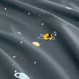Wake In Cloud - Space Bed Sheets for Boys, 100% Cotton, 4-Piece Sheet Set Kids, Galaxy Celestial Stars Rockets Planets Pattern Printed Bedding, Deep Pocket, Gray, Twin Size Wake In Cloud