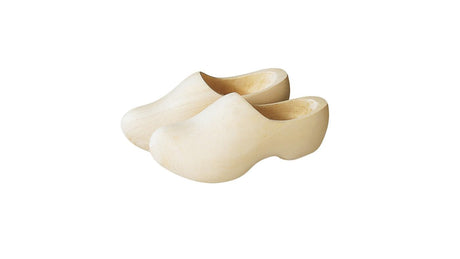 Round-Toe Plain Traditional All-Wooden Natural Dutch Clogs - Size 43/44 Gevavi