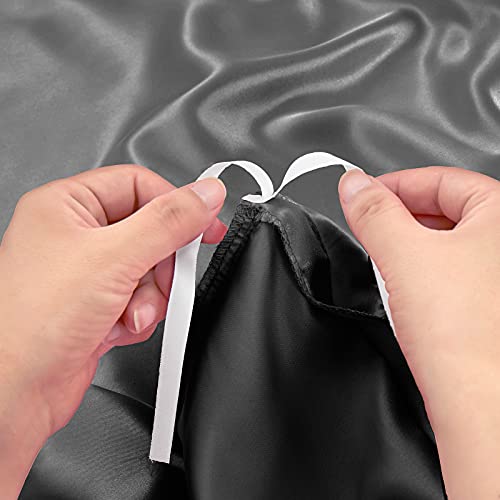 Ersmak 6 Pieces Satin Duvet Cover King Size Luxury Silky Bedding Duvet Cover Set with 1 Soft Duvet Cover, 4 King Pillowcases and 1 Body Pillowcase, Black Ersmak