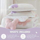 Intelligent Design Kids Rio Twin Comforter Set – Girls’ Reversible Tufted Chenille Bedding with Pastel Purple Butterflies and Pink Dot, 3pcs Intelligent Design