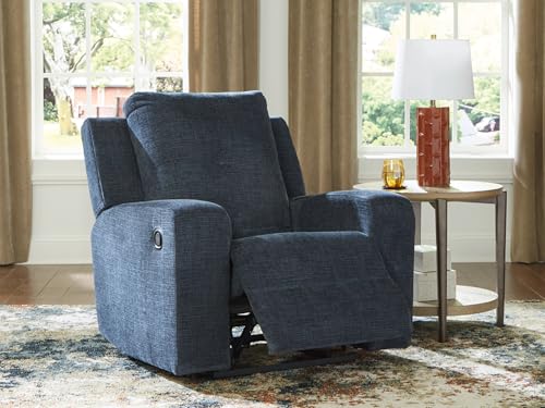 Signature Design by Ashley Danum Casual Manual Tufted Wall Hugger Recliner with Track Arms, Blue