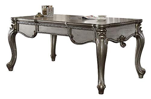 Acme Versailles Wooden Executive Writing Desk with 3 Drawers in Platinum Silver - WoodArtSupply