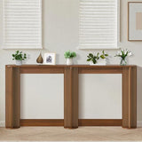 71 Inch Narrow Console Table Behind Couch, Mid-Century Modern Fluted Skinny Entryway Table, Long Slim Sofa Table for Hallway, Living Room, Wood, Brown, Walnut Xyulmeo