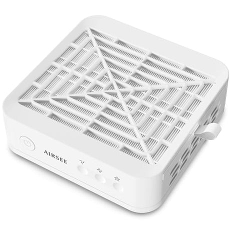 AIRSEE Nail Dust Collector 3-Gear Quiet Nail Tech Vacuum Acrylic Dust Catcher with Reusable Filter Powerful Suction Fan Compact Cleaner Nail Drill AIRSEE