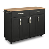 Pemberly Row Contemporary Storage Plus Wood Kitchen Cart in Black Pemberly Row
