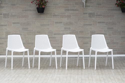 Urban Elements Melbourne 9-Piece Round Patio Furniture Set | Teak Finish 100% FSC Eucalyptus Wood | Backyard Furniture, Outside Table and Chairs, Outdoor Dining Set, White Urban Elements