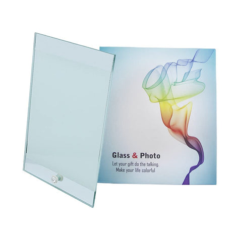 MR.R 2 piece 8'' Sublimation Blanks Glossy Glass Photo Frame,No Edge,Single Hole Picture Frame for Heat Transfer Printing,6x9 inch MR.R