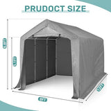 Outvita Outdoor Portable Storage Shed Tent, 8x12 ft Waterproof Carport with Roll-Up Zipper Door and Durable Galvanized Steel Frame, Ideal for Motorcycle, GTV, Bike, Wood Tool Lawn Mower Storage Outvita