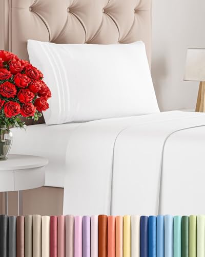 Twin XL Size 3 Piece Sheet Set - Comfy Breathable & Cooling Bed Sheets Set - Hotel Luxury Bedding for Women, Men, Kids, Teens, Boys & Girls - Deep Pockets, Ultra-Soft, Wrinkle Free - Oeko-Tex - White CGK Unlimited