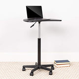 Flash Furniture Eve Sit to Stand Mobile Laptop Desk/Speaker's Lectern with Wheels, Modern Height-Adjustable Portable Standing Computer Desk, Black Flash Furniture