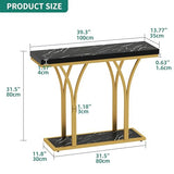 YITAHOME Gold Console Table with LED Lights, Entryway Table, Modern Narrow Sofa Side Foyer Accent Table with Faux Marble Top Luxury for Entry Way, Hallway, Living Room, Faux Marble Black YITAHOME