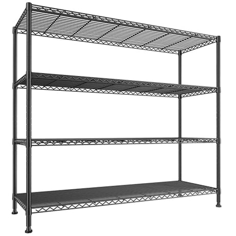 REIBII Storage Shelves 45.3''W Wire Shelving Unit 4 Tier Metal Shelves for Storage Rack Metal Shelving for Pantry Shelves Kitchen Steel Shelving, 45.3''W*63''H*17.7" D REIBII