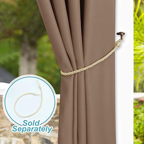 NICETOWN Gazebo Curtains Outdoor Waterproof, Patio Privacy Panels Thermal Insulated Blackout Privacy Grommet Sunlight Blocking Curtains for Gazebo, Porch, Pavilion, W52 x L108, Tan, 1 Panel - WoodArtSupply