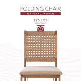 Linon Bennett Natural Folding Chair with Woven Rope Back and Linen Upholstered Seat Set of 2 Linon