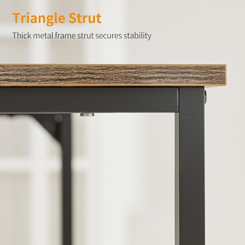 CubiCubi Computer Desk 47" Study Writing Table for Home Office, Modern Simple Style PC Desk, Black Metal Frame, Deep Brown CubiCubi