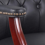 Black Leather Office Chairs Set of 4 -High Back Ergonomic Executive Guest Chairs for Reception, Multi-Scene Use (Waiting Room, Meeting, Conference, Lobby, Conference, Church) No Wheels with Arm Design SLEERWAY