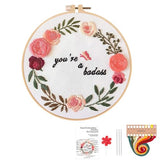 Topapfo Funny Embroidery Kit for Beginners Adults, Stamped Embroidery Pattern Cross Stitch Kits Needlepoint with Hoop Threads Needles Tools