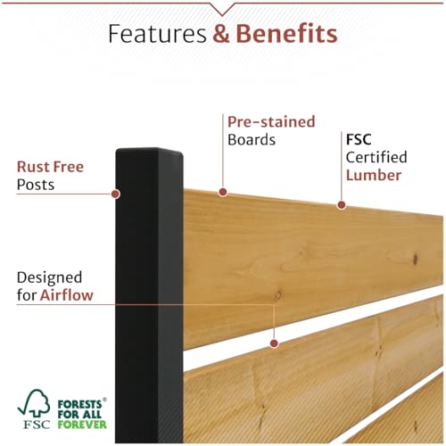 5ft H x 3.2ft W (1 Panel) No Dig Enclo Concord Cedar Wood Privacy Screen, Great to Hide Trash Cans, Decorative Patio Privacy Screen, Outdoor Privacy Fence Panel, Air Conditioner Fence, EC18022 Enclo Privacy Screens