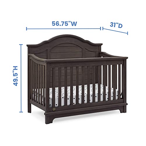 Delta Children Simmons Kids Asher 6-in-1 Convertible Crib with Toddler Rail, Rustic Grey Delta Children
