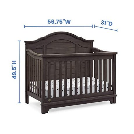 Delta Children Simmons Kids Asher 6-in-1 Convertible Crib with Toddler Rail, Rustic Grey Delta Children