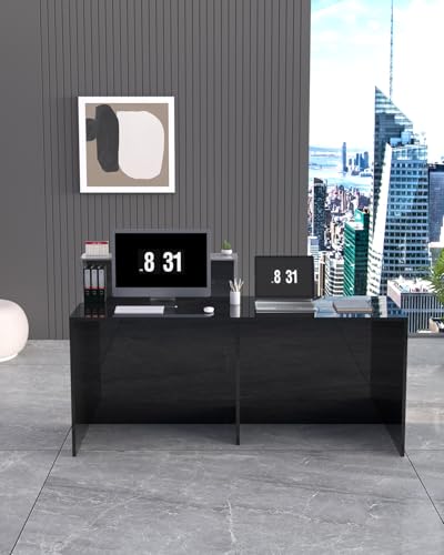 STLWR Reception Desk with Storage & RGB Seven-Color Light Strip,Modern Front Desk Reception Counter for Checkout, Lobby, Beauty Salon (70.8" - L) STLWR