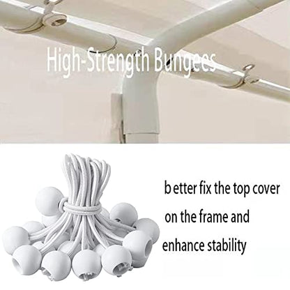 10'x20' Carport Replacement Top Canopy Cover for Car Garage Shelter Tent Party Tent with Ball Bungees White (Only Top Cover, Frame is not Included)