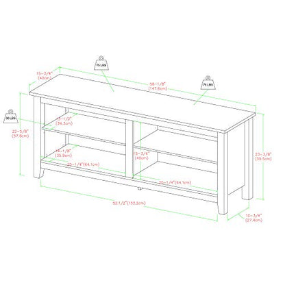 Walker Edison Wren Classic 4 Cubby TV Stand for TVs up to 65 Inches, 58 Inch, Barnwood - WoodArtSupply