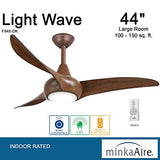 MINKA-AIRE F845-DK Light Wave 44 inch Ceiling Fan with LED Light and Remote Control, Brown Distressed Koa Finish MINKA-AIRE