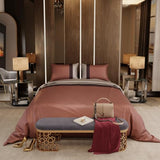 Stoa Paris Luxury Satin Queen Duvet Cover Set 3PCs, 300TC Silk-Like Bedding for Hot Sleepers, Skin & Hair Safe, Hidden Zipper + 2 Pillow Shams 20x30”, No Comforter Included, Vogue - Caramel, Wine Stoa Paris