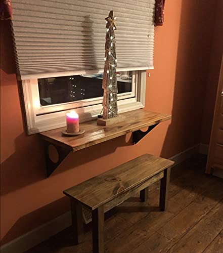 FOF FRIEND OF FAMILY Industrial Rustic Wall-Mounted Table, Dining Table Desk, Pine Wood Wall-Mounted Bar Tables (24”X 14“) FOF FRIEND OF FAMILY